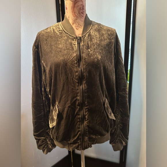 NWOT Free People Velvet Ruched Bomber Jacket - Picture 6 of 12